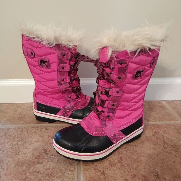 Sorel Pink Tofino Faux Fur Ice Rubber Boots - Picture 1 of 11